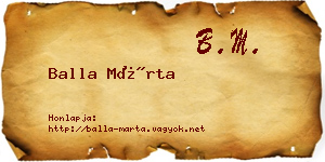 Balla Márta névjegykártya